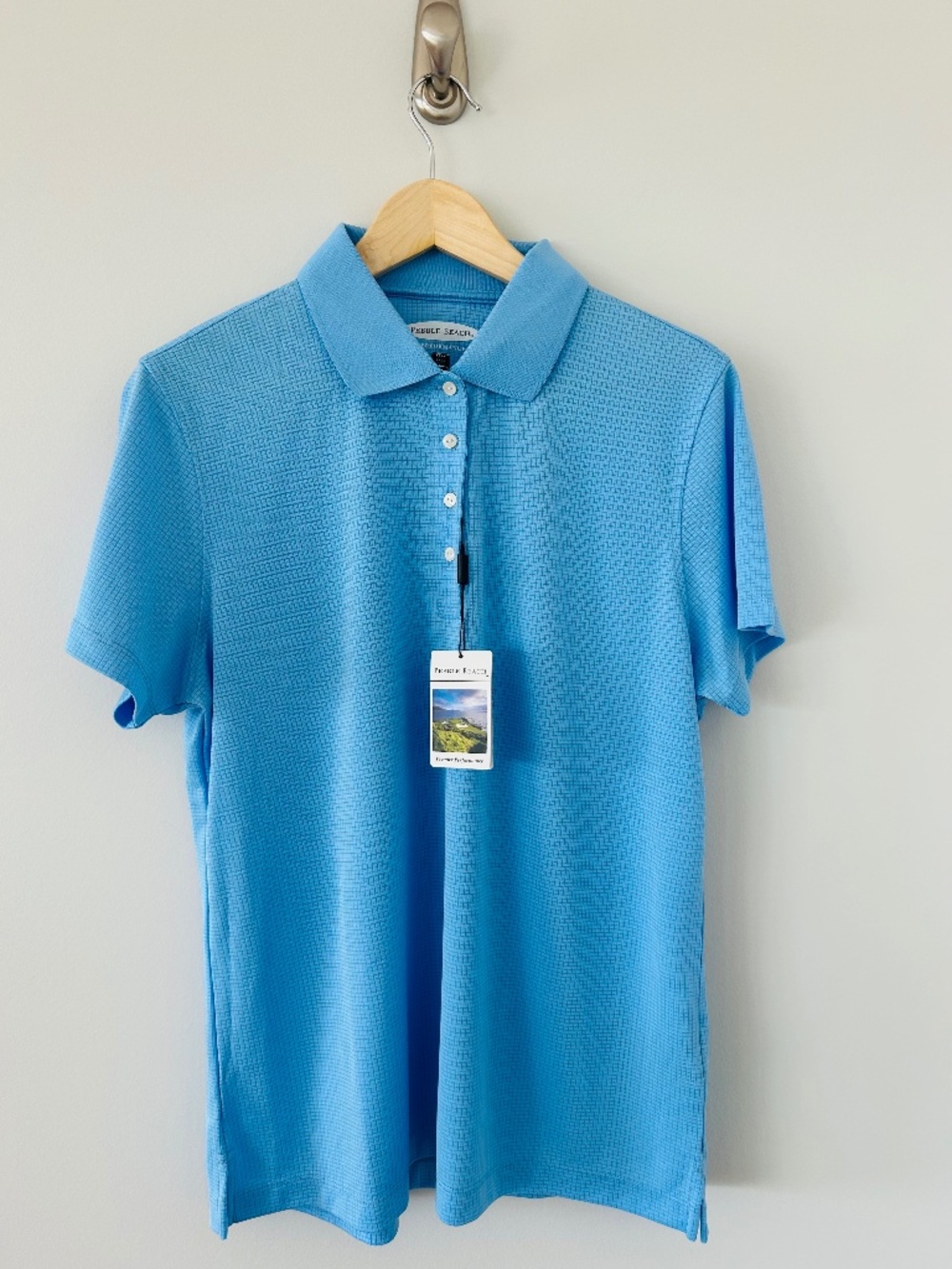 NWT Pebble Beach Women's Premier Performance Golf Polo in Baby Blue Sz XL